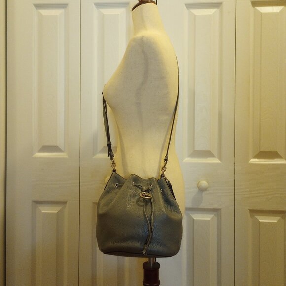 Coach Elle Gray Pebbled Leather Drawstring Crossbody Bag F31412 - Picture 9 of 9